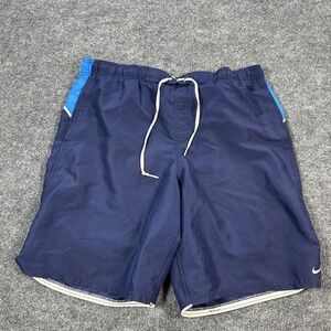 Nike Swim Shorts Mens Medium Blue Colorblock Lined Drawstring Athletic Swoosh
